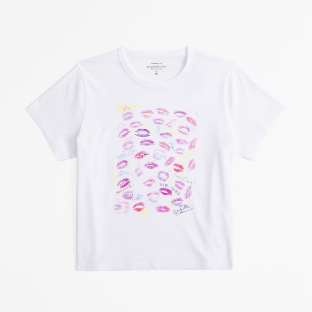 Abercrombie & Fitch Short-Sleeve Maripol Graphic Skimming Tee Small